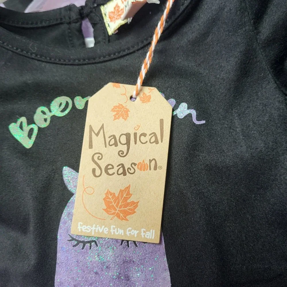 New Baby Halloween Outfit Long Sleeve Black Dress Shirt Unicorn Ghost 12 Months‎